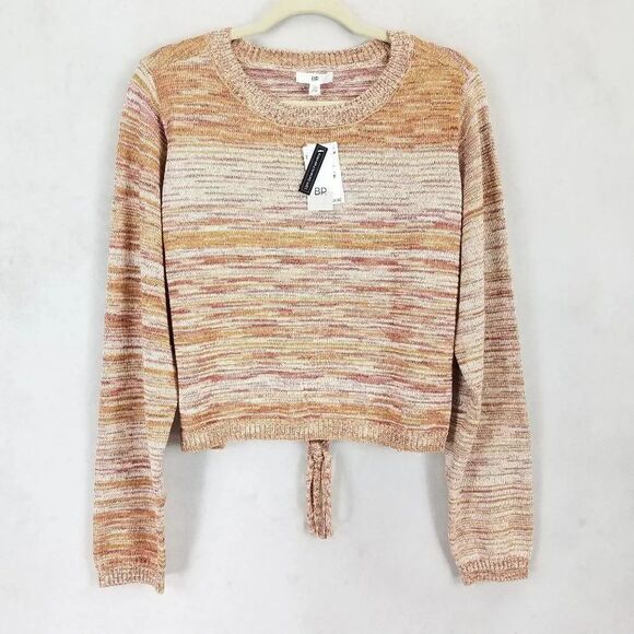 NEW BP. Nordstrom Plus 2X Open Tie back Crop Pullover Sweater in Beige Spacedye - Picture 1 of 12